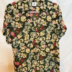 CAbi Women's Floral Blouse - Green, Pink, Yellow